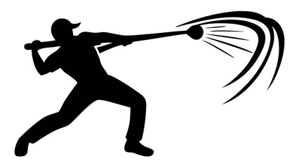 Baseball Swing Silhouette: An artistic silhouette capturing the dynamic moment of a baseball player's swing, the bat connecting with the ball, evoking the essence of the sport.