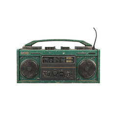 Obraz premium Vintage teal boombox, showing signs of age