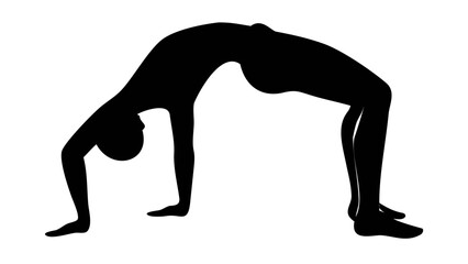 Silhouette Bridge Pose: A graceful silhouette presents a woman's form in a captivating bridge pose. Embracing fitness, wellness, and body positivity with this elegant portrayal.