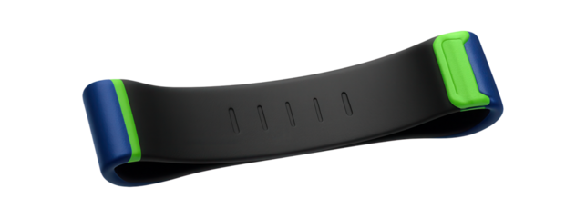 Thin elastic exercise band with printed resistance guide for beginners