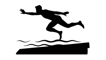 Leaping Silhouette: A dynamic silhouette of a person diving into water, capturing the fluidity and thrill of the moment.