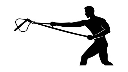 Slingshot Silhouette: A silhouette of a person in action, poised to launch a projectile from a classic slingshot, emphasizing precision and focused action.