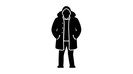 Winter Coat Silhouette: A stark, silhouette of a person dressed in a thick winter coat, embodies the chill and warmth of winter.