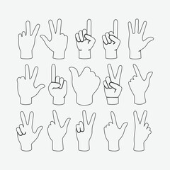 Fototapeta premium Minimalist Hand Gestures for Communication - Line Illustrations 
