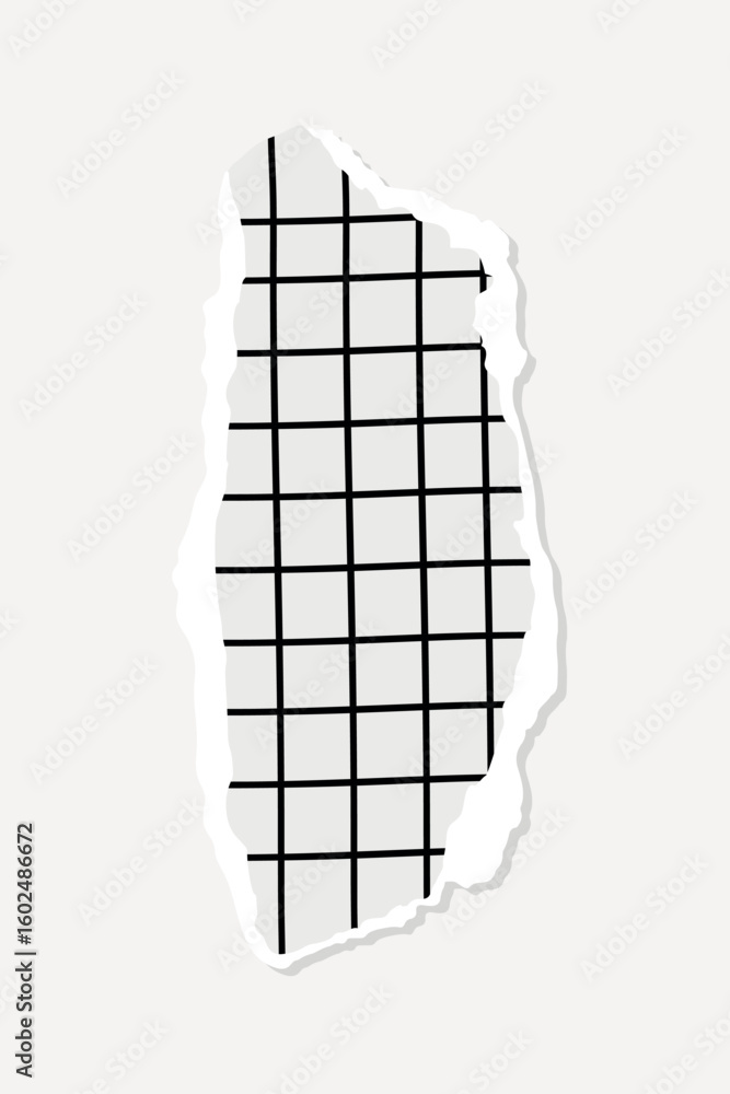 Poster abstract design with torn paper revealing a black grid pattern, element vector