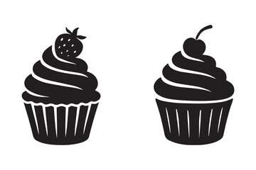 Muffin silhouette with white background