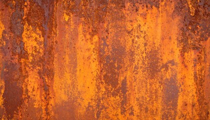 Abstract texture of a weathered and rusted orange metal sheet. Grunge background with corrosion patterns.