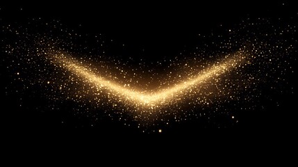 Obraz premium Golden V-shaped light trail effect on black background