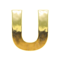 Shining golden uppercase alphabet "U", alpha channel © designtomato