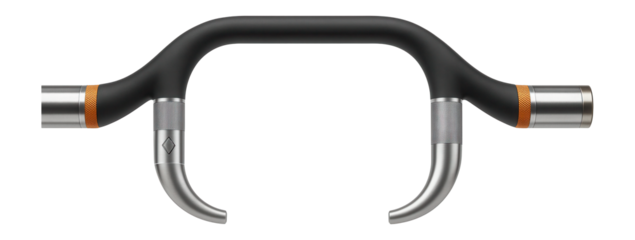 Buffalo bar with cambered design for shoulder relief during squats