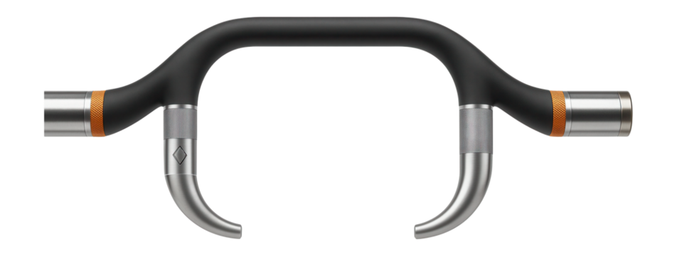 Buffalo bar with cambered design for shoulder relief during squats