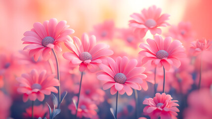 Pink flowers on a pink background with a place for text