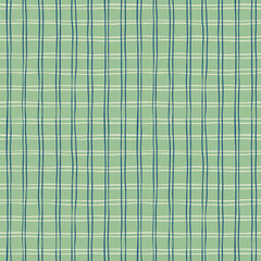 Check seamless pattern. Hand paint stripes plaid texture, vector checkered green print