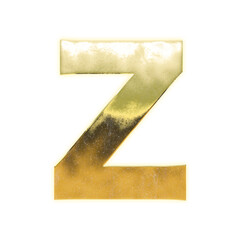 Shining golden uppercase alphabet "Z", alpha channel