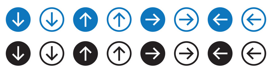 Up, down, left and right arrows icon. Up, down, left and right arrows solid and line icon set. vector illustration. eps file.