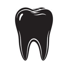 Black molar tooth with white highlights and roots dental