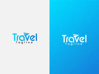 Travel text design. Tour company logo design with a plane.Travel typography logo design vector in an isolated background. Logo design presentation art. Summer. Holiday. 