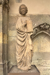 Statue of Saint John the Baptist with lamb at Catedral de Leon
