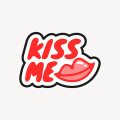 Playful lips sticker design vector