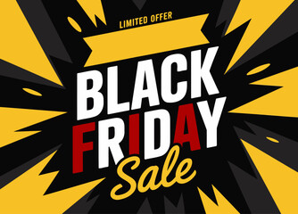 Black Friday Sale Limited Offer Promotion with Bold Text and Bright Explosion Design