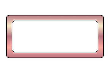 Reddish-pink rectangular frame: rounded, decorative corners, subtle gradient, white interior, soft shadow. Elegant label/banner