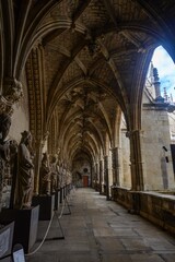 Gallery of the cloister with royal and saint sculptures in Leon Cathedral