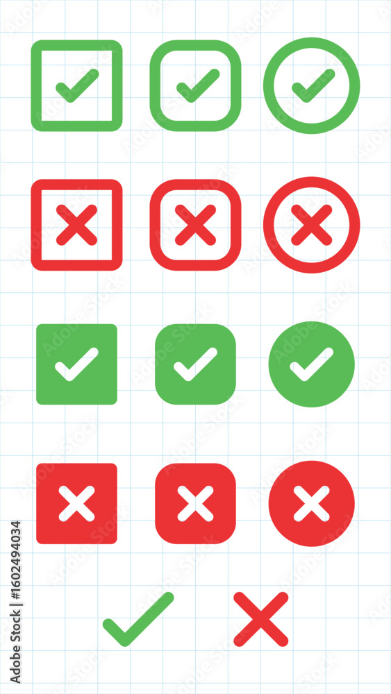 Poster set of check mark icons in various styles. includes check marks in boxes, circles, and shields. blac