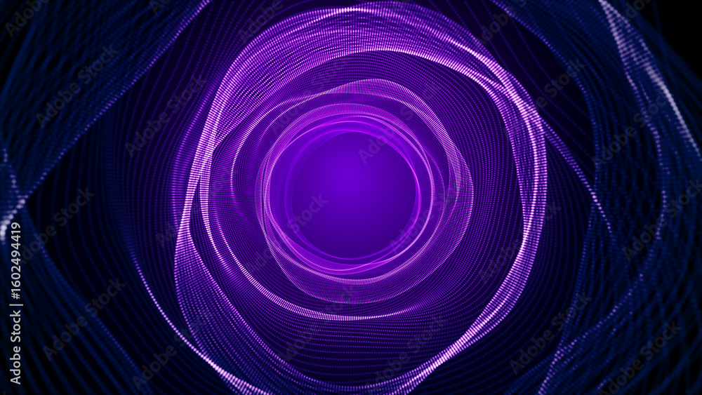 Aufkleber purple light tunnel with glowing lines and circular depth, ideal for sci-fi, technology, or digital 