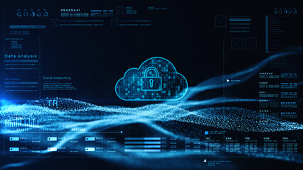 Futuristic Cloud Computing and Cybersecurity Interface with Data Analysis and Encryption Technology...