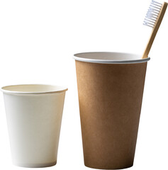 Toothbrush in a cardboard ecological cardboard cup, hygiene health care.