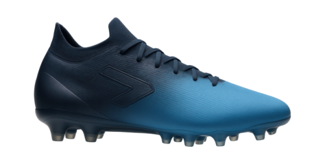 Soccer cleats with gradient design from navy to sky blue