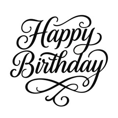 Happy birthday typography on white background. 