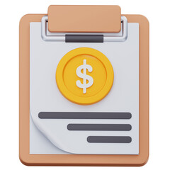 Finance Report Clipboard 3D Icon – Dollar Document Minimalist