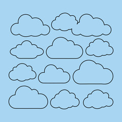 "Elegant Cloud Silhouette Vector Art Collection"