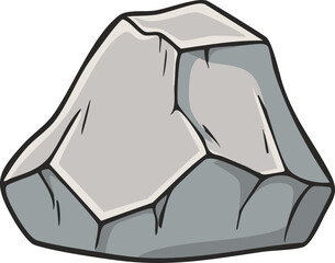 Cartoon illustration of a single, gray, textured rock, isolated on white background.
