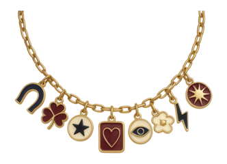 Charm necklace with assorted miniature symbols and icons