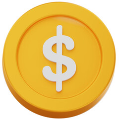 Dollar Coin 3D Icon – Minimalist Money Symbol