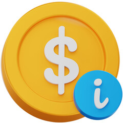 Dollar Coin with Information Icon – 3D Financial Info