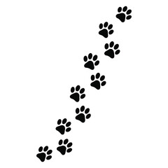 Paw vector foot trail print of cat. Dog, puppy silhouette vector.
