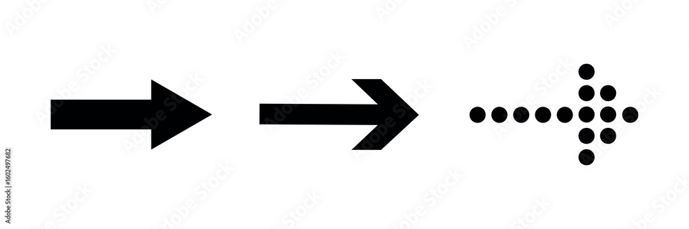 Poster three arrows pointing right: a solid arrow, a bold arrow, and a dotted arrow. each arrow symbolizes 