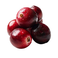 Obraz premium A close-up shot showcases a cluster of vibrant, fresh cranberries, glistening with tiny droplets, each berry bursts with rich, juicy flavors, a symbol of health and deliciousness.