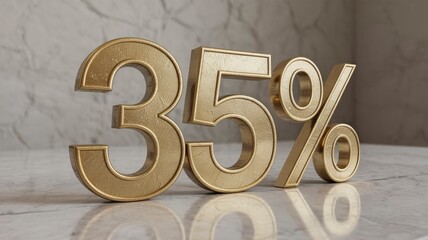 35% Off Gold Discount Sale Sign on Marble Surface