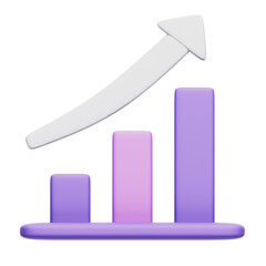 3D Chart with Upward Arrow With Transparent Background