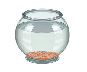 Empty Clear Fishbowl Isolated on White Background for Visual Needs