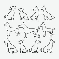 Simple Dog Line Drawing Collection for Designers

