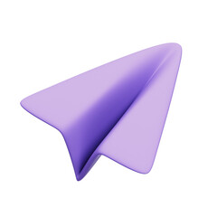 3D Rendered Purple Paper Airplane on Blue With Transparent Background