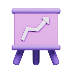 3D Illustration of a Presentation Board with a Growing Chart With Transparent Background
