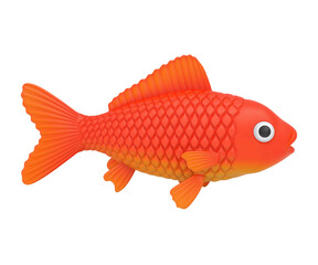 Colorful Goldfish Swimming in Isolation on Pure White Background