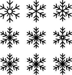 Obraz premium Black and White Snowflake Vector Icons Collection