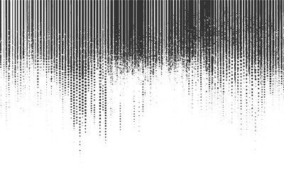 Grunge halftone scratch line. Fading grit noise texture. Dotted pop art sand wallpaper. Abstract grain dot pattern. Vector halftone, Halftone effect dots. Vertical textured transparent background.